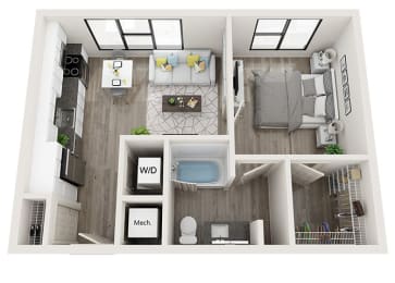 1 bed, 1 bath, 607 sqft, $1,525
