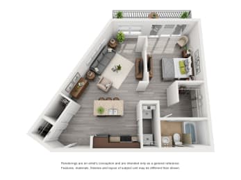 Studio, 1 bath, 860 sqft, $1,566