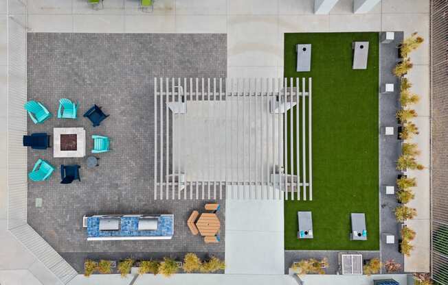 a view of the courtyard from above