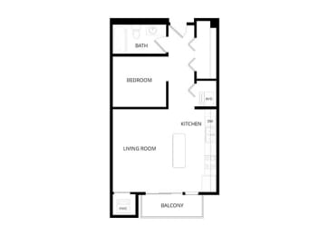 1 bed, 1 bath, 619 sqft, $1,480