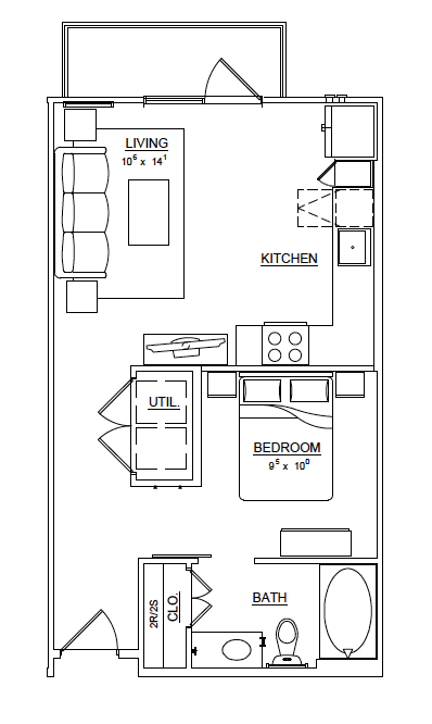 1 bed, 1 bath, 558 sqft, $1,583