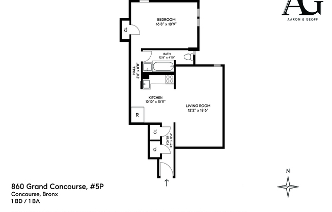 1 bed, 1 bath, 700 sqft, $2,400, Unit 5P