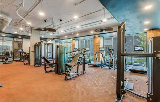 State-of-the-Art Fitness Center Equipment at St. Elmo Apartment in Austin, TX