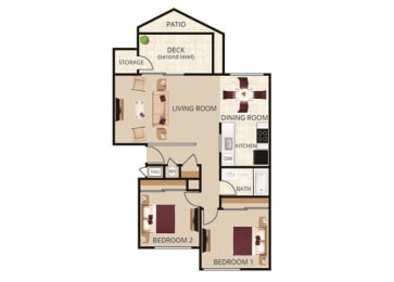 a floor plan of a living room and a dinning room