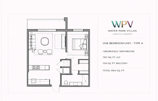 1 bed, 1 bath, 894 sqft, $2,500, Unit 102