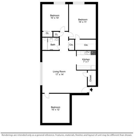 3 beds, 1 bath, 950 sqft, $1,093