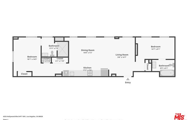 2 beds, 2 baths, 1,060 sqft, $3,995, Unit 1001