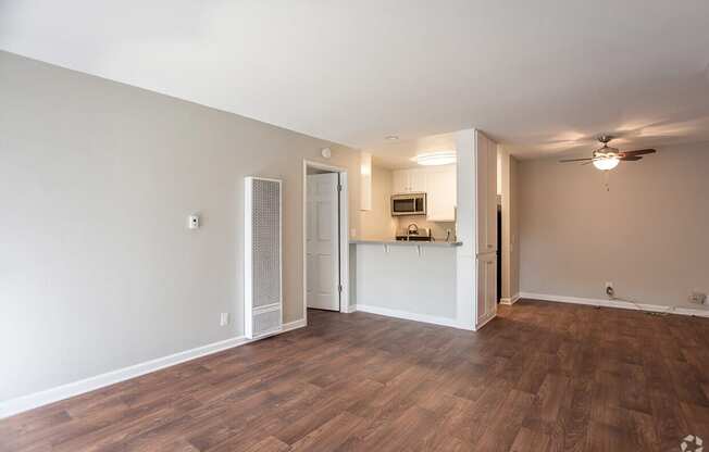 Wood Floor Living Room at Charter Oaks Apartments, California