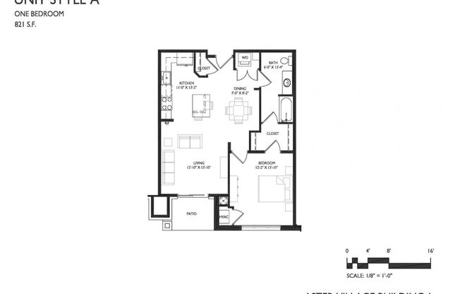 1 bed, 1 bath, 821 sqft, $1,300, Unit 103