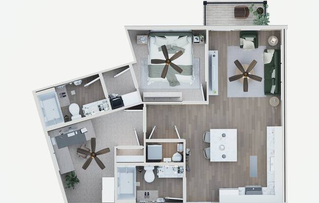 2 beds, 2 baths, 876 sqft, $1,236