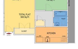 1 bed, 1 bath, 500 sqft, $895, Unit K-01