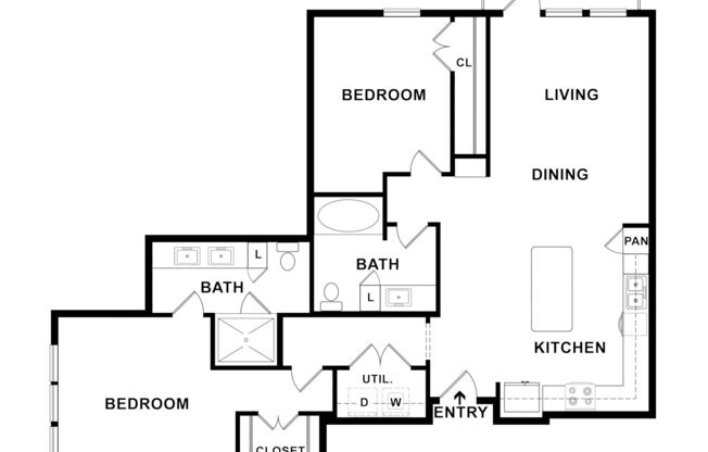 2 beds, 2 baths, 1,165 sqft, $1,995