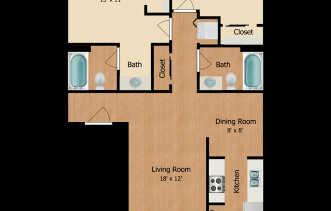 2 beds, 2 baths, 901 sqft, $1,650, Unit 170