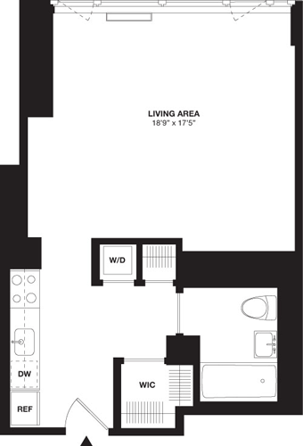 Studio, 1 bath, 619 sqft, $5,016, Unit 36F