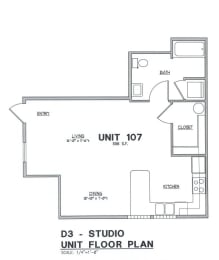 Studio, 1 bath, 641 sqft, $1,475