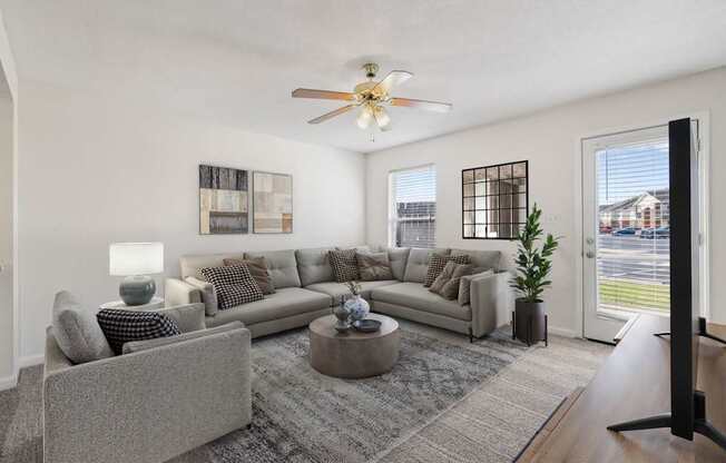 Spacious Living Area with Carpet