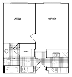 1 bed, 1 bath, 603 sqft, $1,101