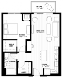 1 bed, 1 bath, 734 sqft, $1,740