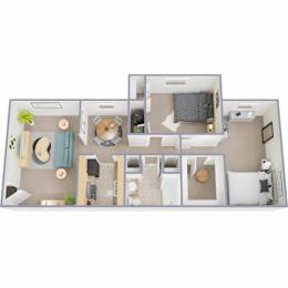 2 beds, 1 bath, 871 sqft, $1,144