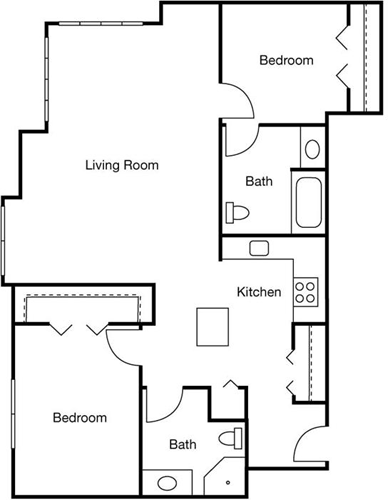 2 beds, 2 baths, 905 sqft, $2,898, Unit 211