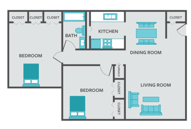 2 beds, 1 bath, 860 sqft, $860