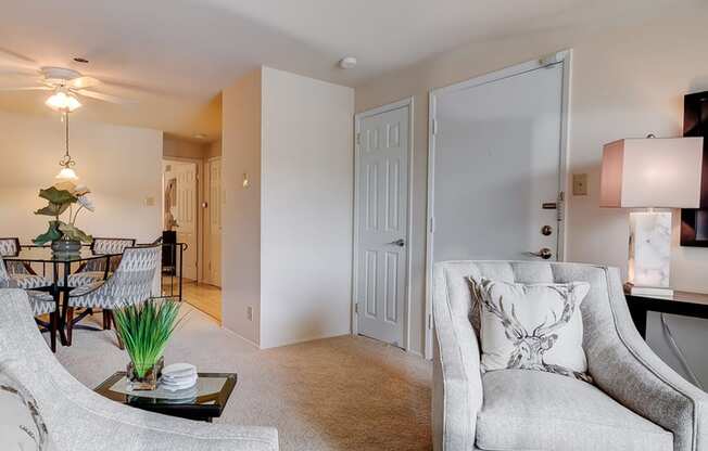 connected living and dining area at Villages at general grant apartments