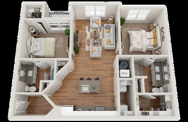 2 beds, 2 baths, 1,106 sqft, $2,079