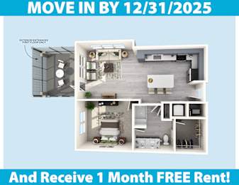 1 bed, 1 bath, 850 sqft, $2,295