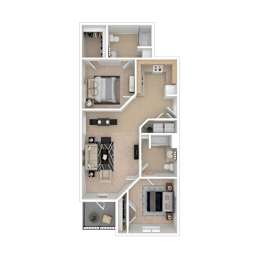 2 beds, 2 baths, 1,042 sqft, $1,374