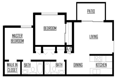 2 beds, 2 baths, 800 sqft, $1,140