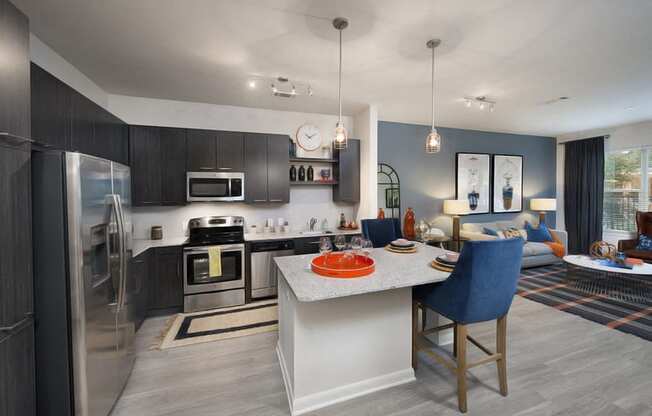 Spacious Kitchen with Stainless Steel Appliances at Atlanta Apartments Near Cumberland Mall