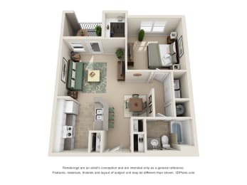 1 bed, 1 bath, 691 sqft, $1,113