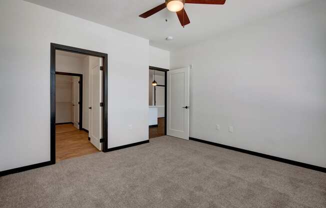 The Lafayette bedroom with ceiling fan Apartments for rent Fitchburg, WI