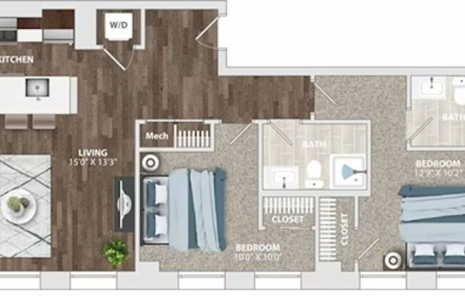 2 beds, 2 baths, 930 sqft, $2,000, Unit HA-802