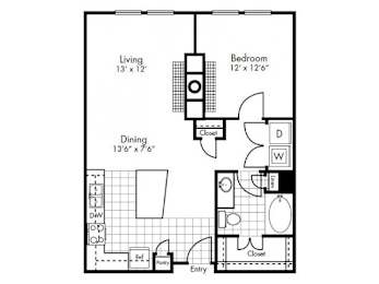 1 bed, 1 bath, 812 sqft, $1,957