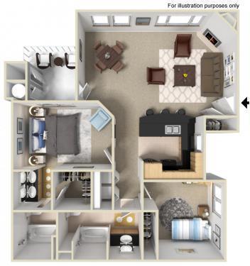 2 beds, 2 baths, 1,084 sqft, $2,250, Unit 1803