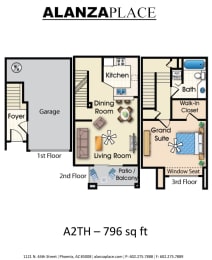 1 bed, 1 bath, 796 sqft, $1,392