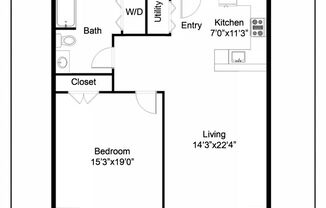 1 bed, 1 bath, 813 sqft, $3,200, Unit 413