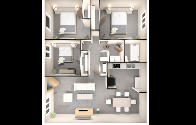 3 beds, 1 bath, 1,024 sqft, $1,423, Unit 25