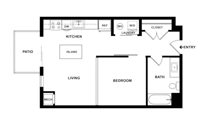 Studio, 1 bath, 575 sqft, $2,044