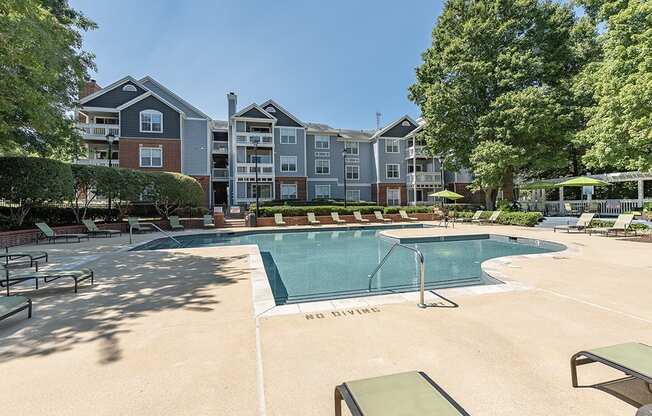 Swimming pool and sundeck at The Village Apartments, Raleigh