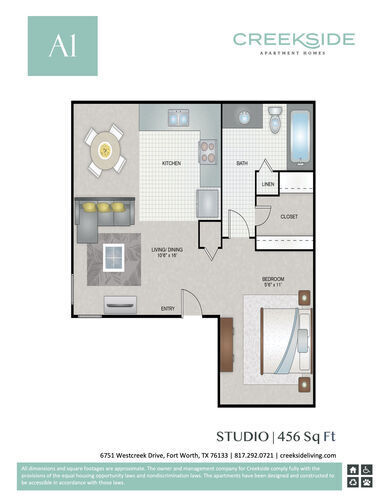 1 bed, 1 bath, 456 sqft, $799