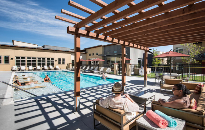 Swimming Pool and Sun Deck at 8000 Uptown Apartments in Broomfield, CO