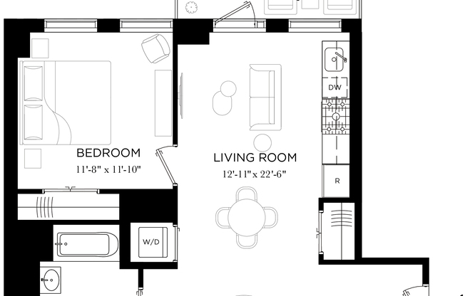 1 bed, 1 bath, 676 sqft, $3,900, Unit 6R