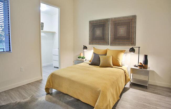 Apartments Scottsdale-Dusk Scottsdale Bedroom with Hardwood Styled Flooring and Large Walk-In Closet