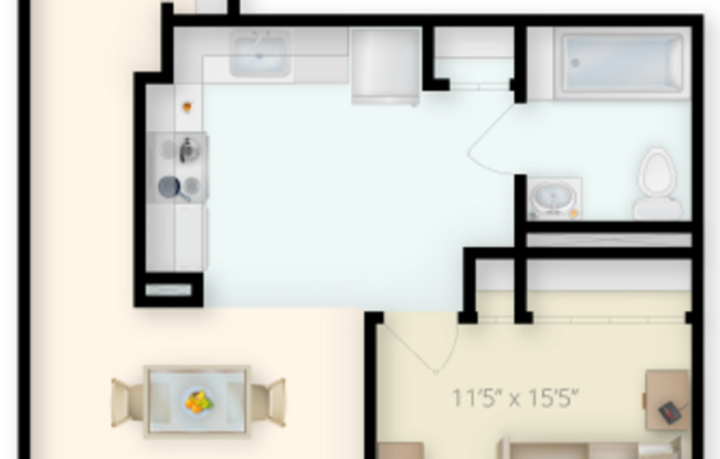 1 bed, 1 bath, 634 sqft, $2,425