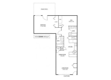 1 bed, 1 bath, 938 sqft, $1,521