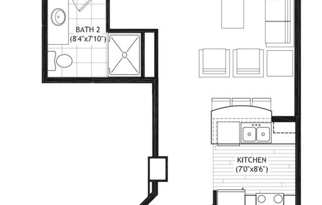 2 beds, 2 baths, 838 sqft, $3,100, Unit 501