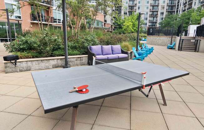 outdoor ping pong table and courtyard