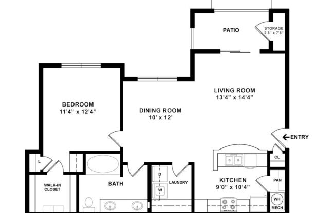 1 bed, 1 bath, 819 sqft, $1,428